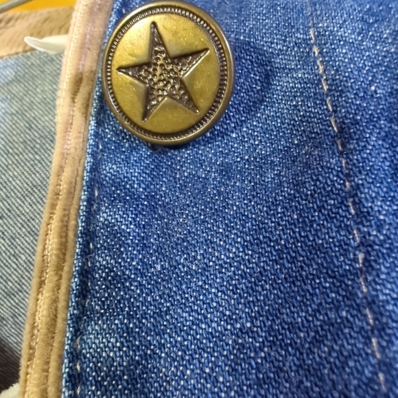 🛶Vintage Teddi Denim Jean Jacket Corduroy Trim Embroidered Canoe Camping Theme - Picture 11 of 12